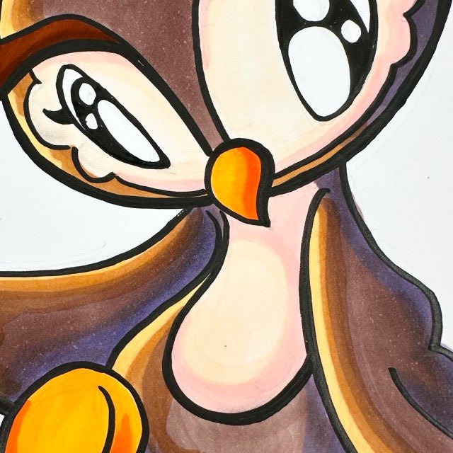 LIMITED Original Art: Owl Marker Drawings (4 poses) 5x7 framed - Skoshie & Friends