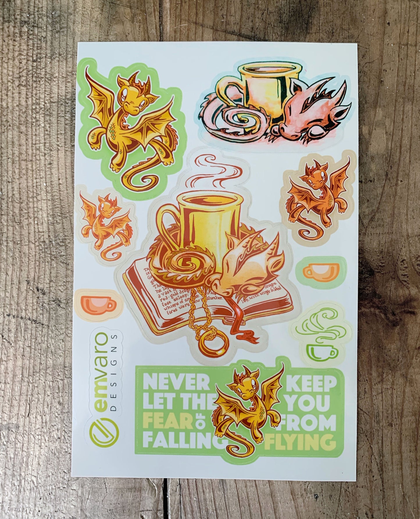 Stickers: Dragons, Coffee and Maybe Naps - Wisp the Dragon (3 colors)