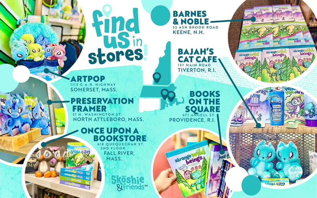 Yeah, we're *around* (and standing still) at local stores - Skoshie & Friends