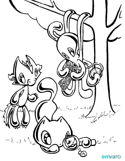 Skoshie & Friends: Tree — free printable coloring page