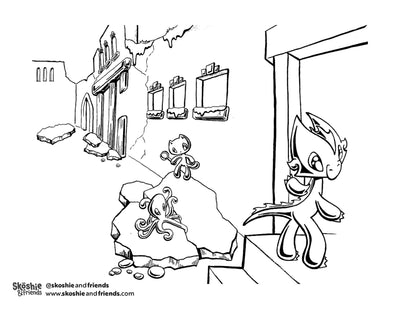 Skoshie & Friends: Explore Castle — free printable coloring page