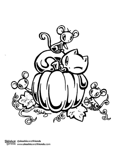 Skoshie the Cat: Pumpkin — free printable coloring page