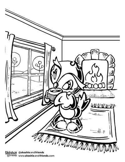 Vaysie the Owl: Cozy Drink — free printable coloring page
