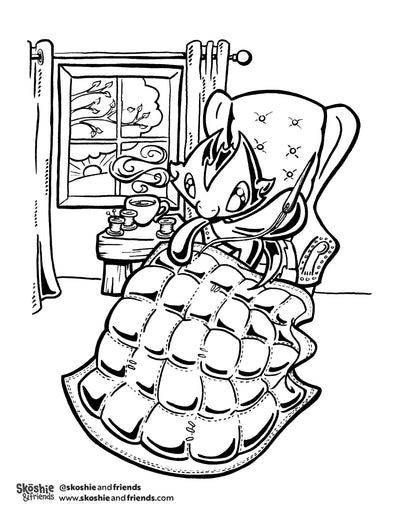 Wisp the Dragon: Quilting — free printable coloring page