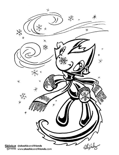 Wisp the Dragon: Winter Mittens — free printable coloring page