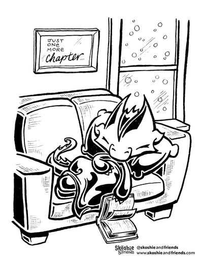 Wisp the Dragon: Winter Nap — free printable coloring page