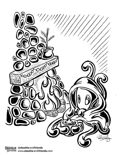 Zeek the Octopus: Fire — free printable coloring page