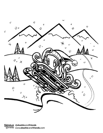 Zeek the Octopus: Sled — free printable coloring page