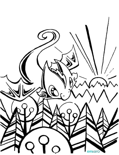 Wisp the Dragon: Sunrise — free printable coloring page