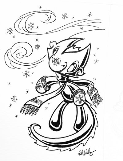 Wisp the Dragon: Winter Mittens — free printable coloring page