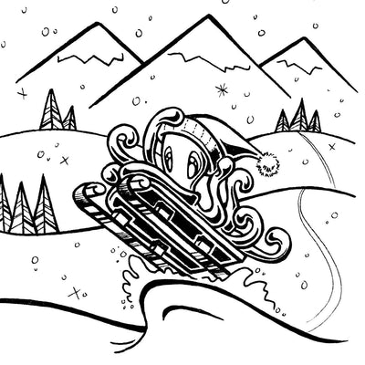 Zeek the Octopus: Sled — free printable coloring page