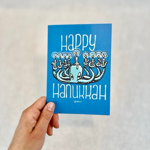 Hanukkah Cards: Zeek the Octopus (set of 5) - Skoshie & Friends