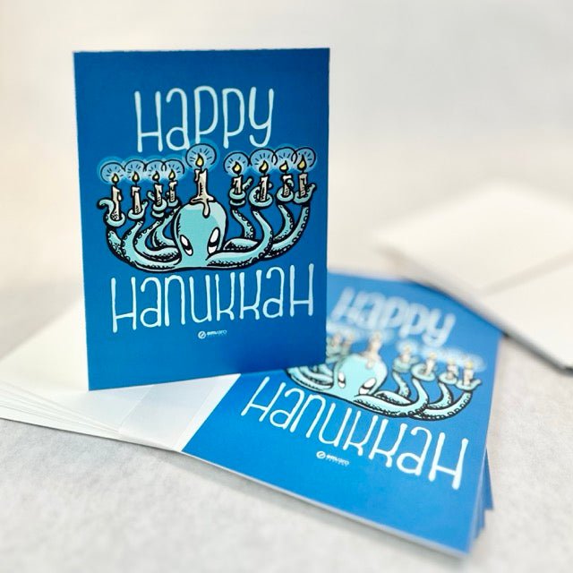 Hanukkah Cards: Zeek the Octopus (set of 5) - Skoshie & Friends