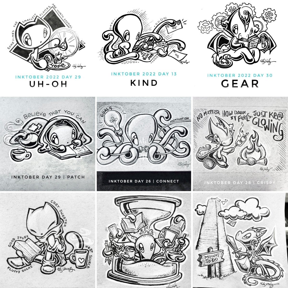 Inktober 2025 Adopt - A - Word - Skoshie & Friends
