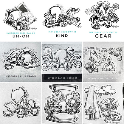 Inktober 2025 Adopt - A - Word - Skoshie & Friends
