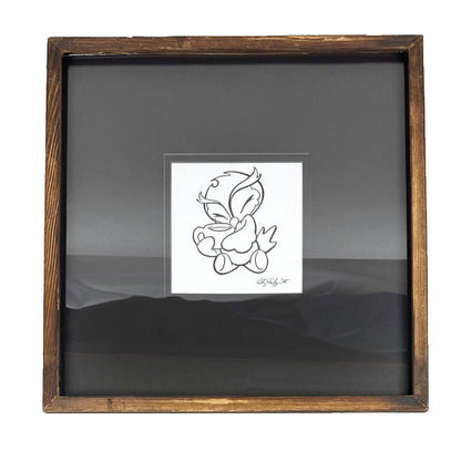LIMITED Original Art: Owl Ink Drawings (4 poses) 5x7 framed - Skoshie & Friends
