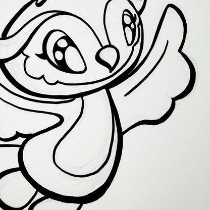 LIMITED Original Art: Owl Ink Drawings (4 poses) 5x7 framed - Skoshie & Friends