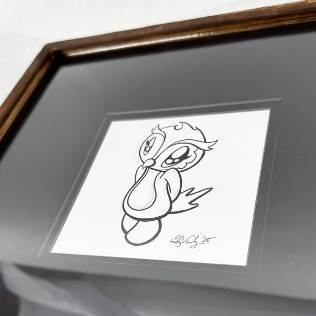 LIMITED Original Art: Owl Ink Drawings (4 poses) 5x7 framed - Skoshie & Friends
