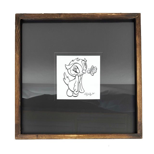 LIMITED Original Art: Owl Ink Drawings (4 poses) 5x7 framed - Skoshie & Friends