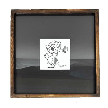 LIMITED Original Art: Owl Ink Drawings (4 poses) 5x7 framed - Skoshie & Friends