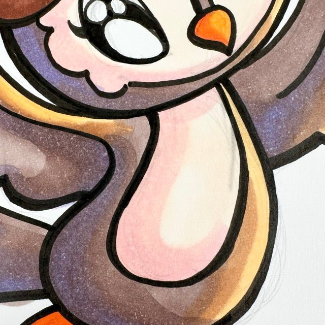 LIMITED Original Art: Owl Marker Drawings (4 poses) 5x7 framed - Skoshie & Friends