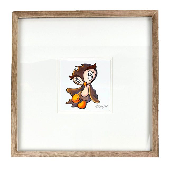 LIMITED Original Art: Owl Marker Drawings (4 poses) 5x7 framed - Skoshie & Friends