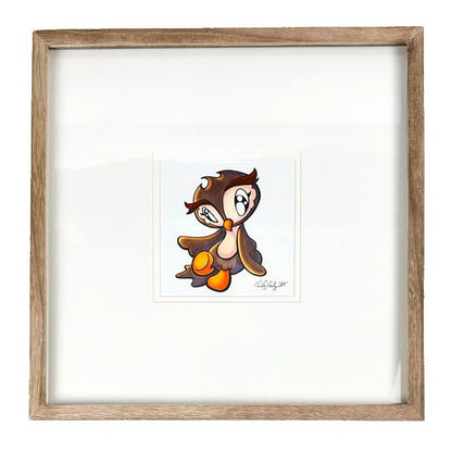 LIMITED Original Art: Owl Marker Drawings (4 poses) 5x7 framed - Skoshie & Friends