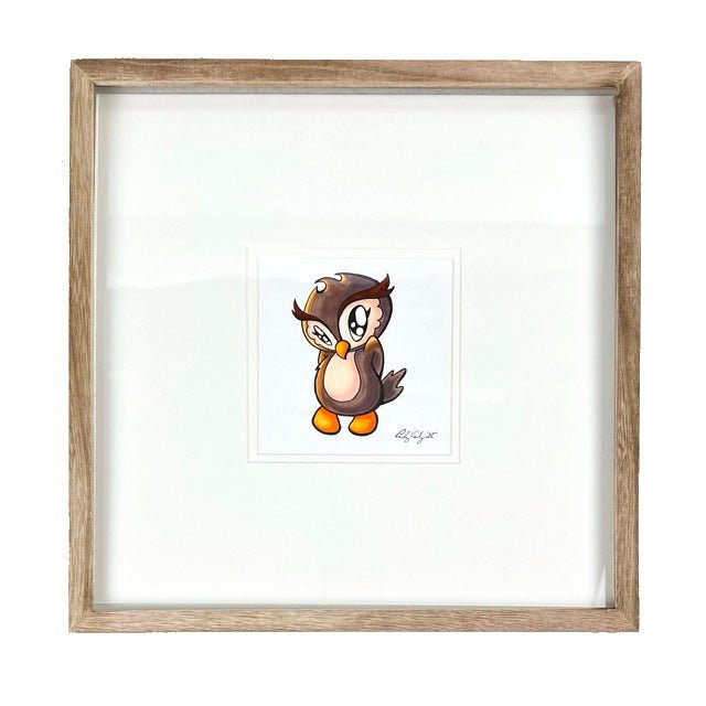 LIMITED Original Art: Owl Marker Drawings (4 poses) 5x7 framed - Skoshie & Friends