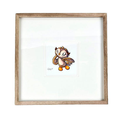 LIMITED Original Art: Owl Marker Drawings (4 poses) 5x7 framed - Skoshie & Friends