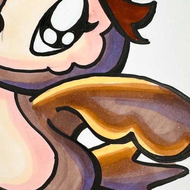 LIMITED Original Art: Owl Marker Drawings (4 poses) 5x7 framed - Skoshie & Friends
