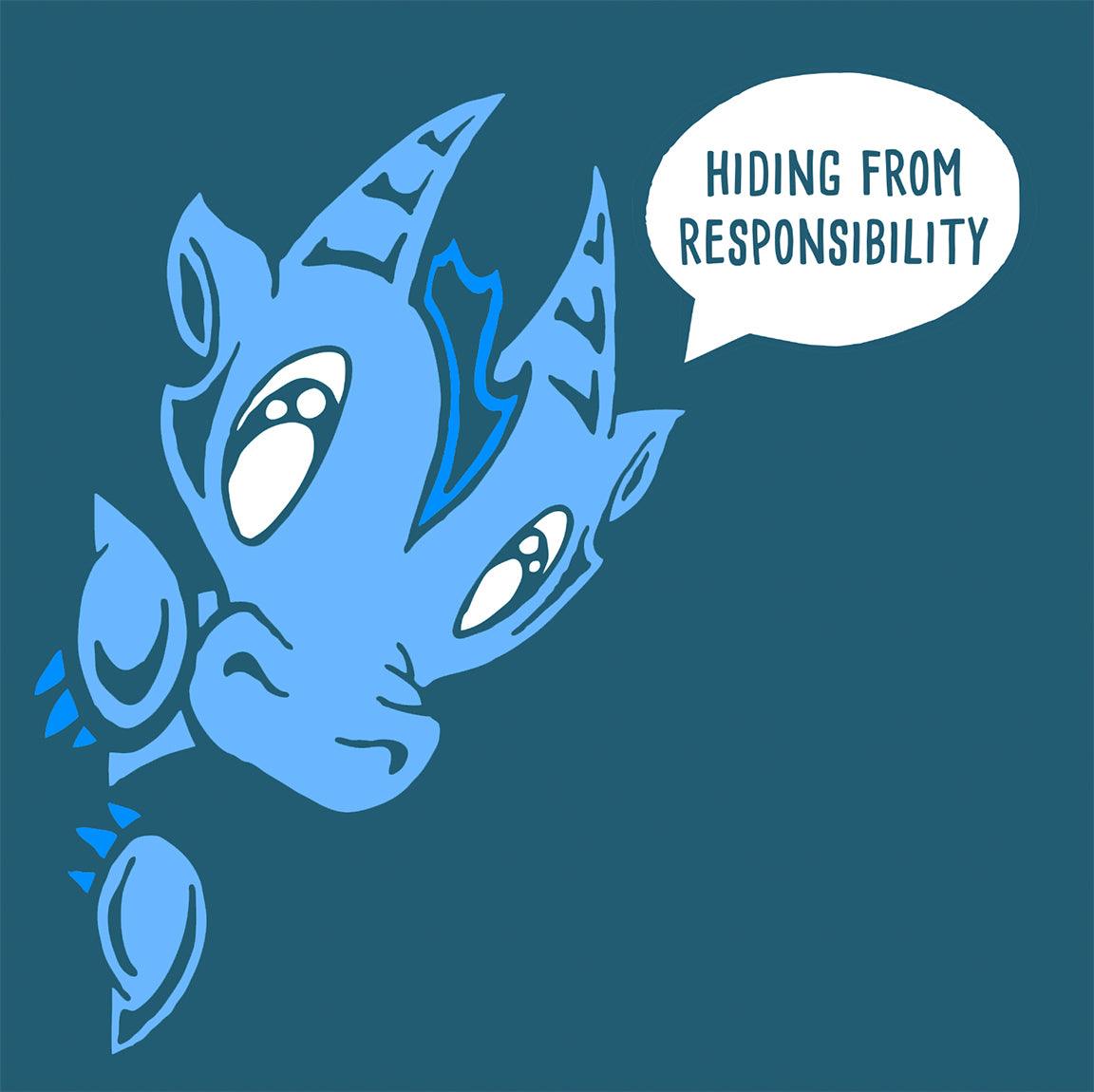 T-shirt: Hiding from Responsibility - Wisp the Dragon - Skoshie & Friends
