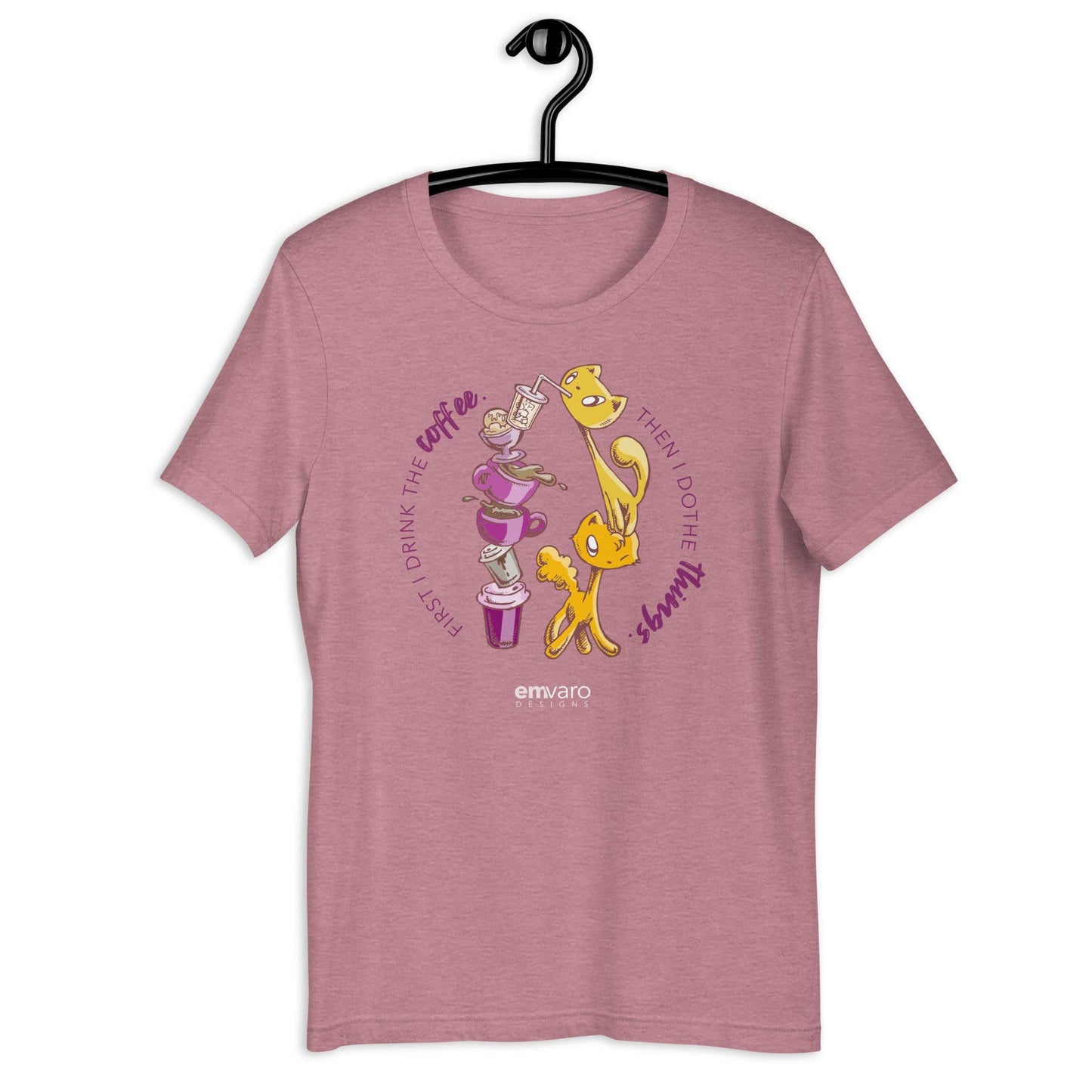 T-shirt: First Coffee - Skoshie the Cat