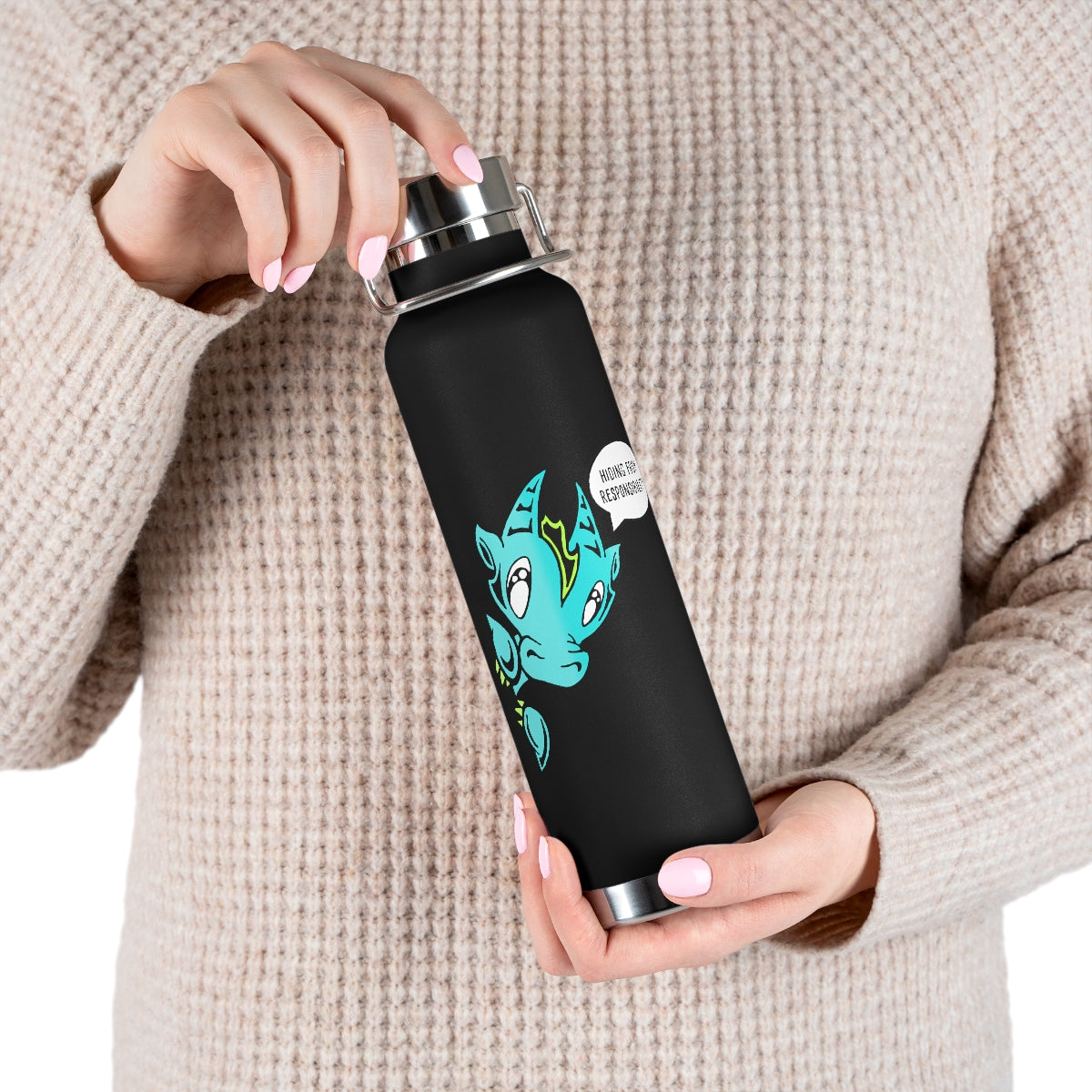 Water Bottle: Hiding from Responsibility - Wisp the Dragon (22 oz)