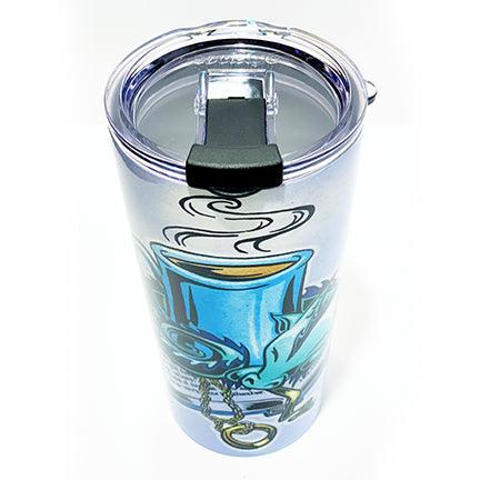 Travel Mug: Bookwyrm - Wisp the Dragon