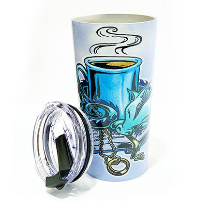 Travel Mug: Bookwyrm - Wisp the Dragon