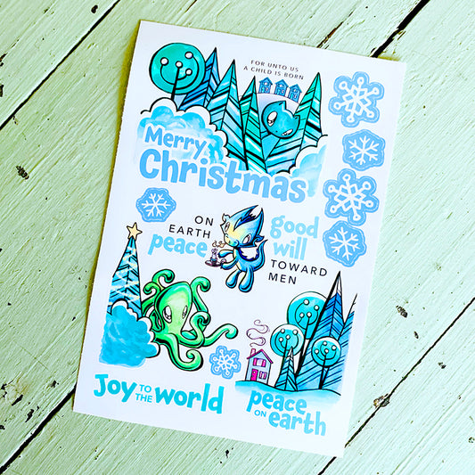 Stickers: Snowy Merry Christmas - Skoshie, Wisp, Zeek