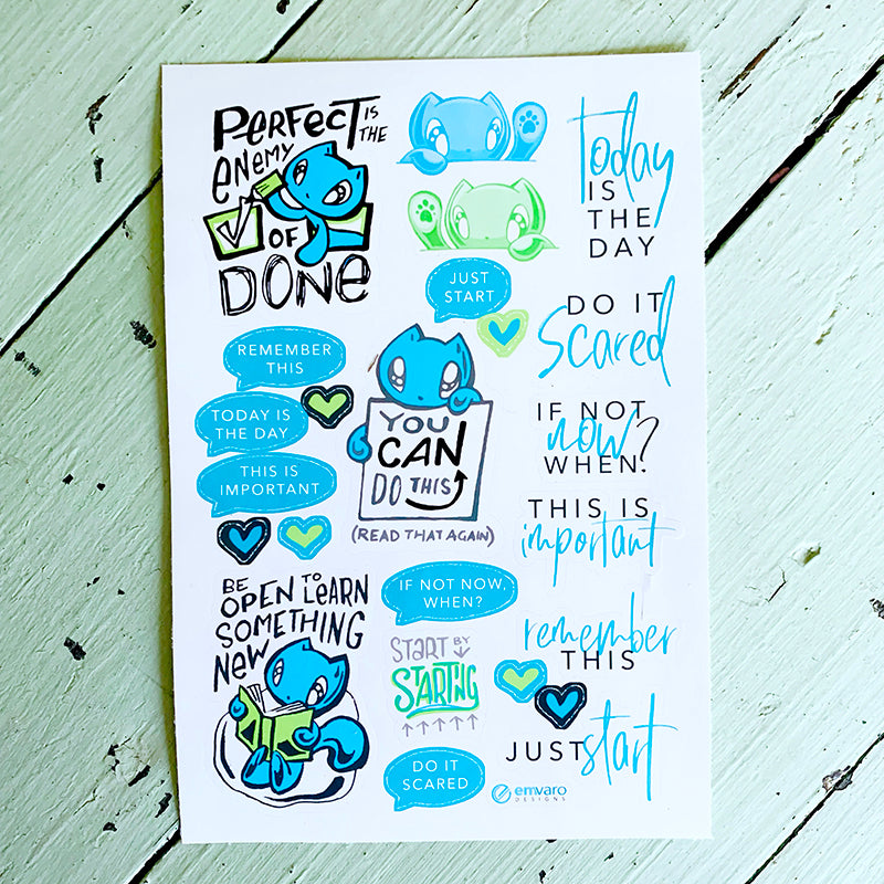 Stickers: Planner Motivation - Skoshie the Cat (2 sheets)