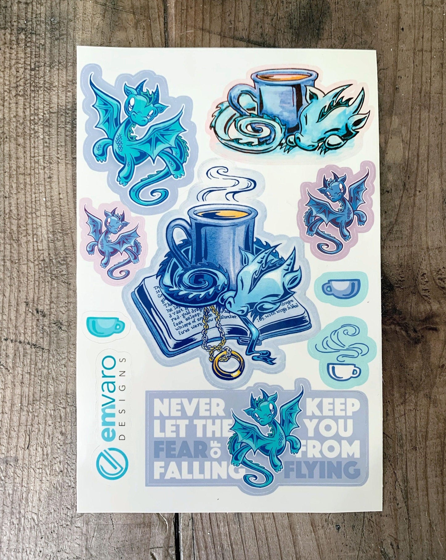 Stickers: Dragons, Coffee and Maybe Naps - Wisp the Dragon (3 colors)