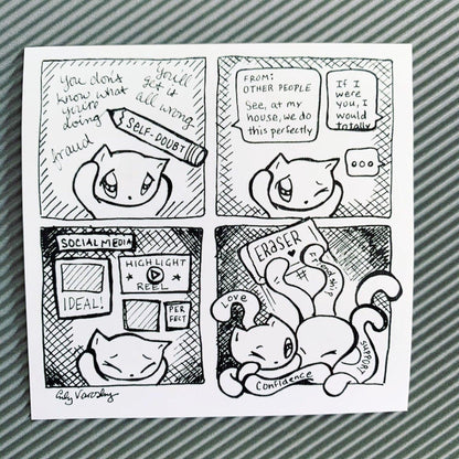 Stickers: Motivational Comic Strips - Skoshie the Cat, Wisp the Dragon, Zeek the Octopus (3 styles)